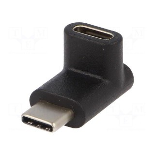 Adapter | USB 3.0 | USB C socket,USB C angled plug | Colour: black