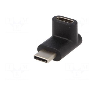 Adapter | USB 3.0 | USB C socket,USB C angled plug | Colour: black