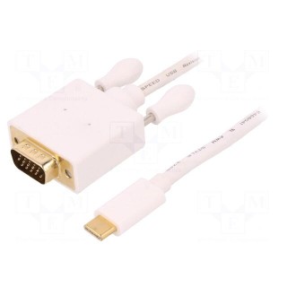 Adapter | USB 3.1 | D-Sub 15pin HD plug,USB C plug | 1m | white