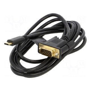 Adapter | USB 3.1 | D-Sub 15pin HD plug,USB C plug | 2m | black
