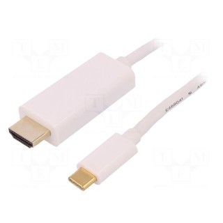 Adapter | USB 3.1 | HDMI plug,USB C plug | 1m | Colour: white
