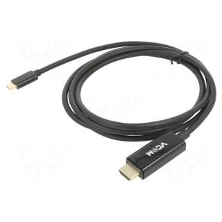 Adapter | USB 3.1 | HDMI plug,USB C plug | gold-plated | 1.8m | black