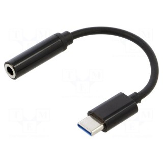 Adapter | USB 3.1 | Jack 3.5mm socket,USB C plug | 0.12m | black