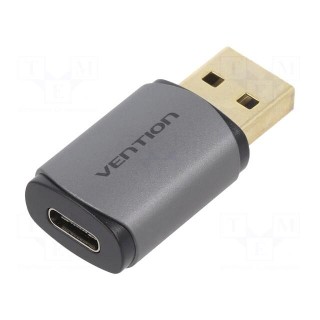 Adapter | USB A plug,USB C socket | gold-plated | grey