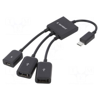 Adapter | USB A socket x2,USB B micro socket,USB B micro plug