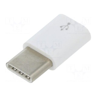 Adapter | USB B micro socket,USB C plug | white | Raspberry Pi 4 B