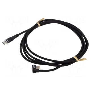 Cable | USB 2.0 | USB C plug,USB C angled plug | 2m | black | 480Mbps