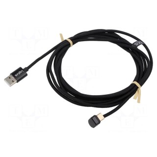 Cable | USB 2.0 | USB C plug,USB C angled plug | 3m | black | 480Mbps