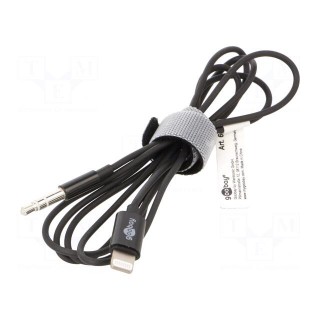 Cable | Apple Lightning plug,Jack 3.5mm 3pin plug | 1m | black