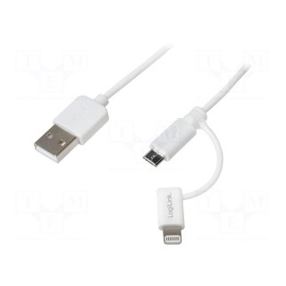Cable | USB A plug,USB B micro plug,Apple Lightning plug | 1m