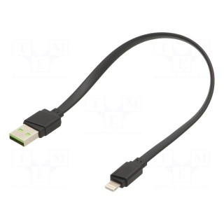 Cable | flat,USB 2.0 | Apple Lightning plug,USB A plug | 0.25m