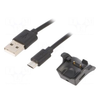 Cable: for smartwatch charging | 0.5m | black | 1A