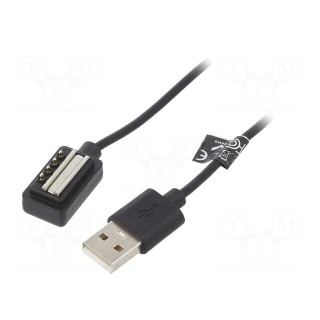 Cable: for smartwatch charging | 1m | black | 1A