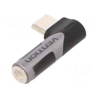 Adapter | Jack 3.5mm socket,USB C angled plug | nickel plated