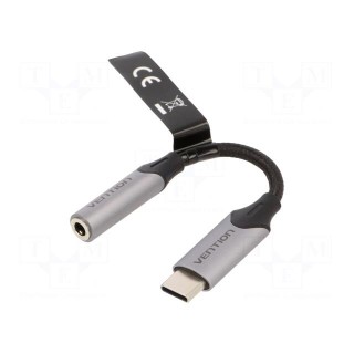 Cable | Jack 3.5mm socket,USB C plug | nickel plated | 0.1m | 29AWG