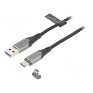Cable | magnetic,USB 2.0 | 0.5m | black | Core: Cu,tinned | 480Mbps