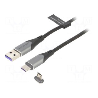 Cable | magnetic,USB 2.0 | 1.5m | black | Core: Cu,tinned | 480Mbps