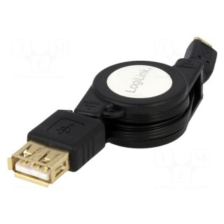 Cable | OTG,USB 2.0 | USB A socket,USB B micro plug | 0.75m | black
