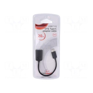 Cable | OTG,USB 2.0 | USB A socket,USB C plug | 0.2m | black | blister