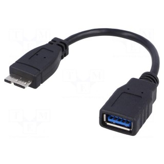 Cable | OTG,USB 3.0 | USB A socket,USB B micro plug | 0.15m | black