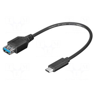 Cable | OTG,USB 3.0 | USB A socket,USB C plug | 0.2m | black | 5Gbps