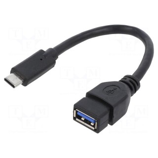 Cable | OTG,USB 3.0 | USB A socket,USB C plug | 0.2m | black | bag