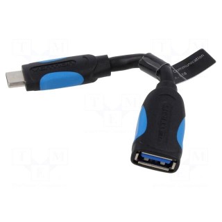 Cable | OTG,USB 3.0 | USB A socket,USB C plug | nickel plated | 0.1m