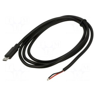 Cable | service | wires,USB B micro plug | 1m | black | 10W | 2A | 5V
