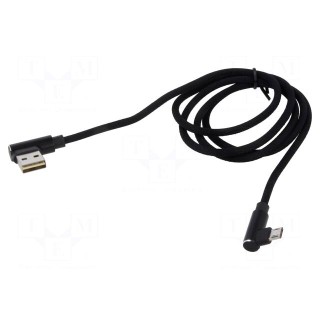 Cable | USB 2.0 | 1m | black | 480Mbps | textile | Standard: Quick Charge