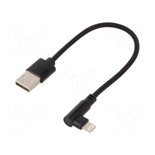 Cable | USB 2.0 | Apple Lightning angled plug,USB A plug | 0.2m