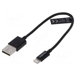 Cable | USB 2.0 | USB A plug,Apple Lightning plug | 0.18m | black