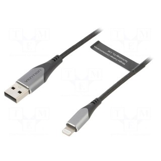Cable | USB 2.0 | Apple Lightning plug,USB A plug | 0.5m | black