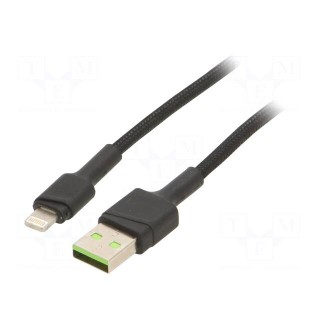 Cable | USB 2.0 | Apple Lightning plug,USB A plug | 1.2m | black