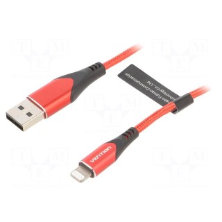Cable | USB 2.0 | Apple Lightning plug,USB A plug | 1.5m | red | 2.4A