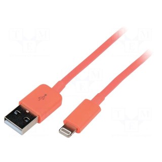 Cable | USB 2.0 | USB A plug,Apple Lightning plug | 1m | pink