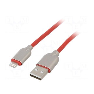 Cable | USB 2.0 | Apple Lightning plug,USB A plug | 1m | red | 480Mbps