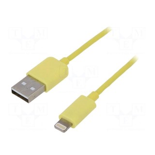 Cable | USB 2.0 | USB A plug,Apple Lightning plug | 1m | yellow