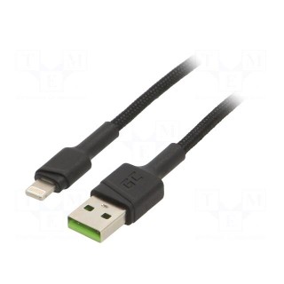 Cable | USB 2.0 | Apple Lightning plug,USB A plug | 2m | black | 2.4A