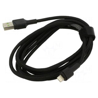 Cable | USB 2.0 | Apple Lightning plug,USB A plug | 2m | black | 2.4A