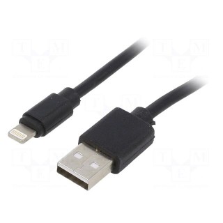 Cable | USB 2.0 | Apple Lightning plug,USB A plug | 3m | black | PVC