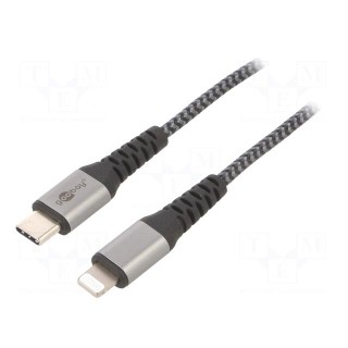 Cable | USB 2.0 | Apple Lightning plug,USB C plug | 0.5m | black
