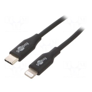 Cable | USB 2.0 | Apple Lightning plug,USB C plug | 0.5m | black