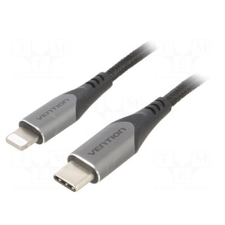 Cable | USB 2.0 | Apple Lightning plug,USB C plug | 1.5m | black