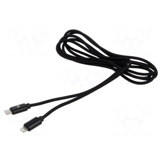 Cable | USB 2.0 | Apple Lightning plug,USB C plug | 1.8m | black