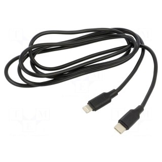 Cable | USB 2.0 | Apple Lightning plug,USB C plug | 1m | black | 36W