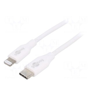 Cable | USB 2.0 | Apple Lightning plug,USB C plug | 1m | white | 87W