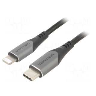 Cable | USB 2.0 | Apple Lightning plug,USB C plug | 2m | black | 3A