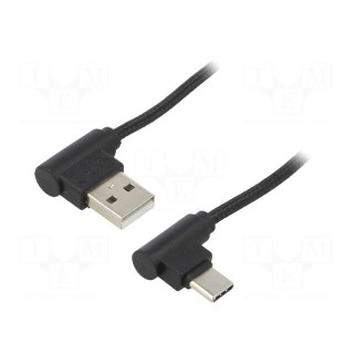 Cable | USB 2.0 | USB A angled plug,USB C angled plug | 1m
