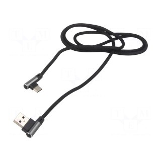 Cable | USB 2.0 | USB A angled plug,USB C angled plug | 1m | black