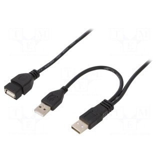 Cable | USB 2.0 | USB A plug x2,USB B mini plug | gold-plated | 0.9m